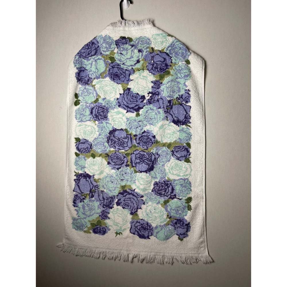 Vintage Sears Floral Towel Purple Blue Harmony House Bath Towel